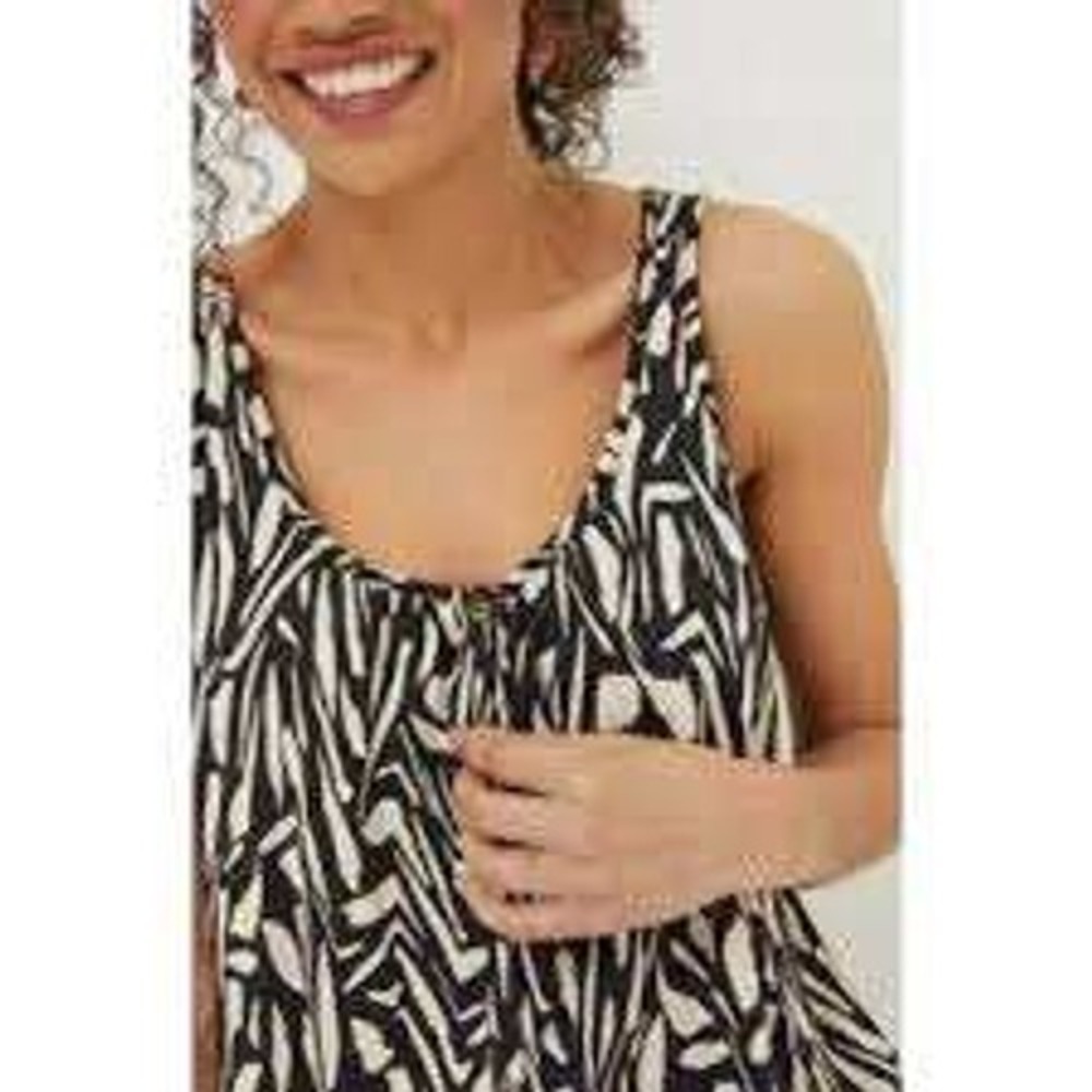 Fat Face Tank Top Women's Black White Abstract Print Size 10